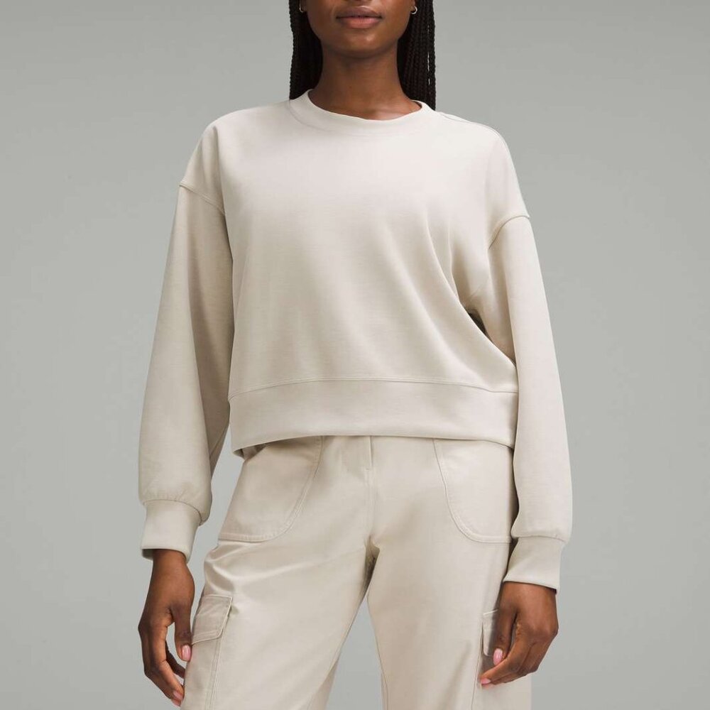 Lululemon Softstreme Perfectly Oversized Cropped Crew Sweatshirt Mojave Tan 8